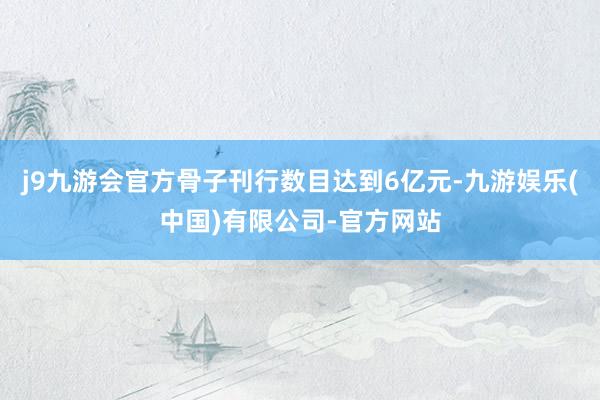 j9九游会官方骨子刊行数目达到6亿元-九游娱乐(中国)有限公司-官方网站
